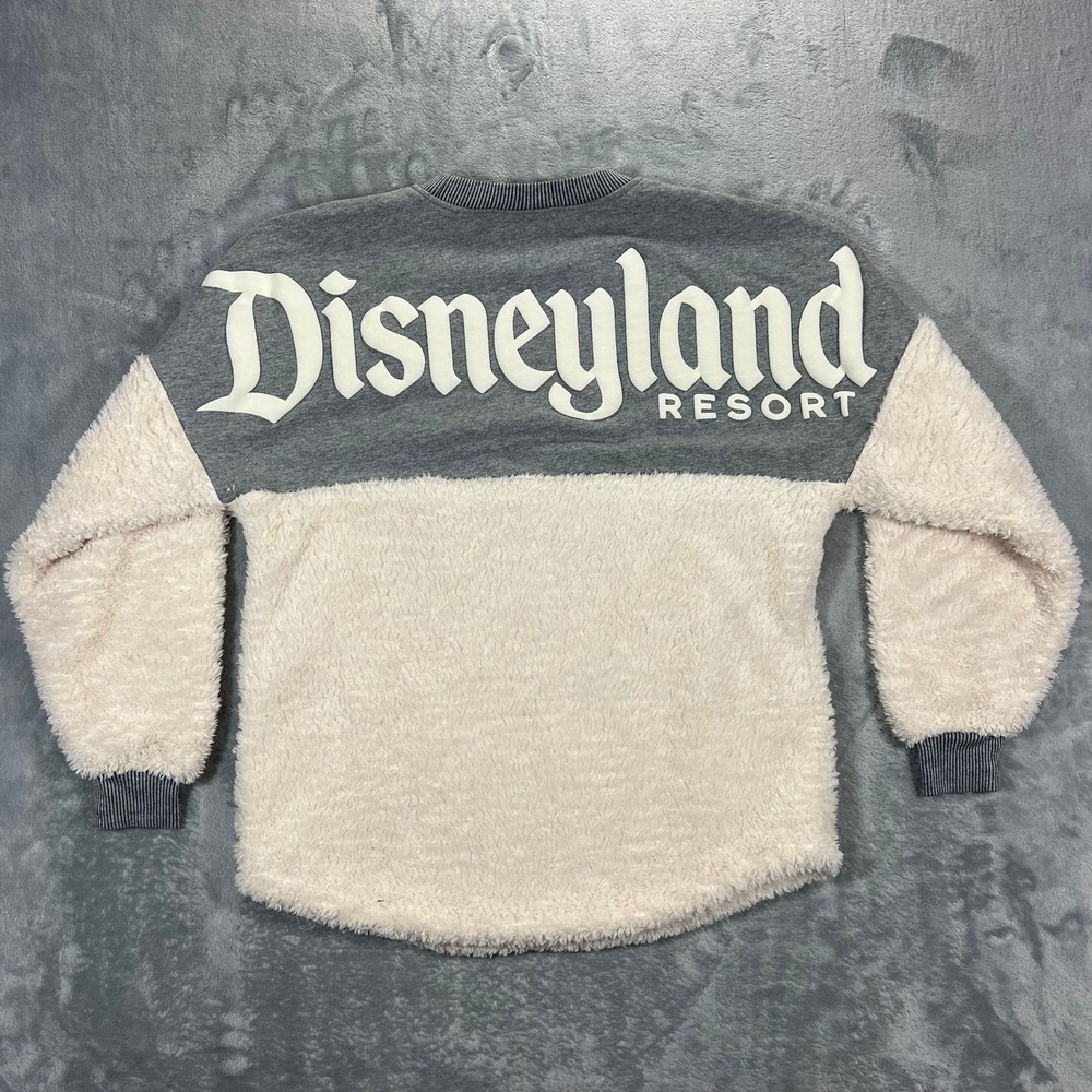 Disney Spirit Jersey Disneyland Resort Sherpa Fleece Adult XS Grey Pullover Crew
